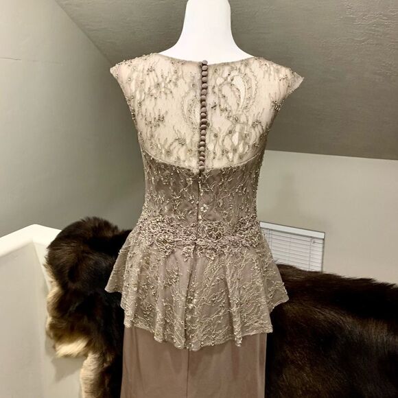 Elegant  Floral Lace with Exquisite Crystal Beads Gown - Picture 8 of 16
